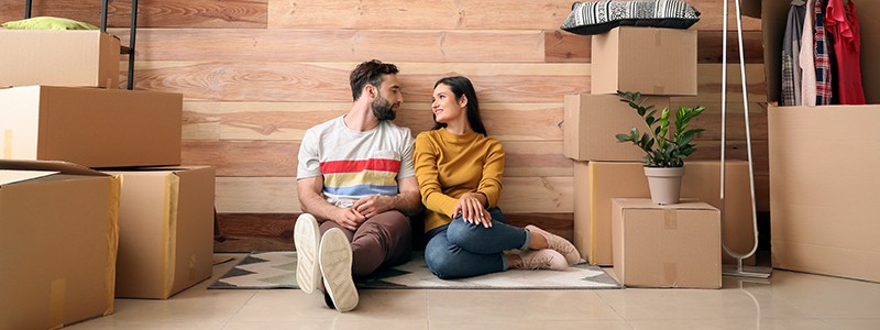 young couple preparing for their household relocation