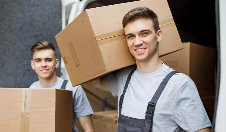 professionals with some cardboard boxes