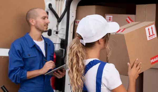 professional moving staff during the job