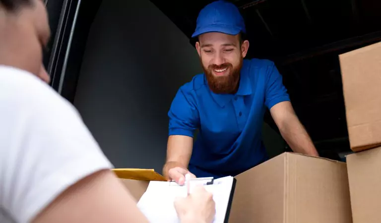 young professional mover during the moving job