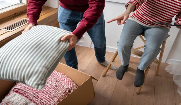 Young couple moving into a new home